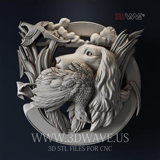 Chien de chasse avec canard - Décoration murale 3D - Fichiers CNC STL et téléchargement numérique - Etsy France