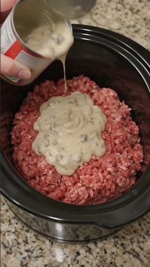 Slow Cooker Creamy Mushroom Ground Beef Casserole