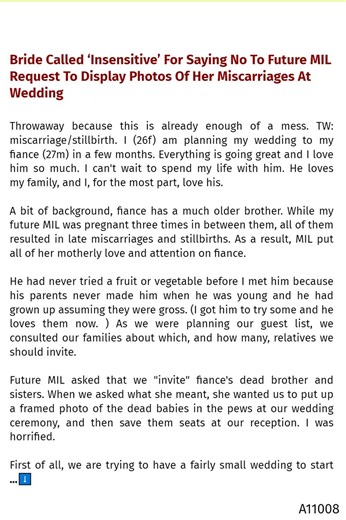 😘 Bride 🚖 Called ‘Insensitive’ For Saying No To Future MIL Request 💋 To Display Photos Of 🎆 Her Miscarriages At Wedding | Animals Love