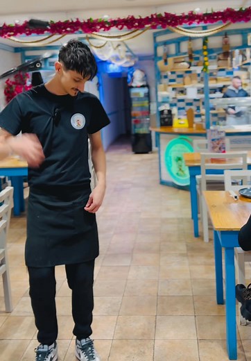 The customer wants to order NOW? The tray flies, the notepad appears, and the waiter switches to superhero mode. 🤣🦸‍♂️📝 ‼️ ONLY AT GREEK MR GYRO ‼️ #Greek food #funnymoments #bestdeals | Greek Mr.Gyro