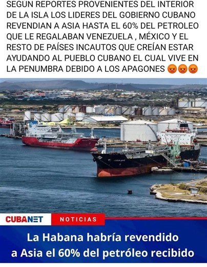 Como lo hemos dicho en la página no creo que dejen mucho petróleo para los hermanos cubanos porqué en todos los videos que hay de Cuba, los cubanos no tienen electricidad, gasolina, agua, comida y servicios básicos. Mientras el dictador cubano Miguel Díaz-Canel su familia gozan de todas las comunidades que da el capitalismo y los gobiernos neoliberales. Esos $5 mil millones de dolares están en su cuenta bancaria y el gobierno de México con ayuda del presidente Donald Trump se debe investigar a l