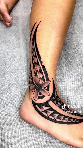 Feminine Tonga Inspired Ankle Tattoo Time-Lapse