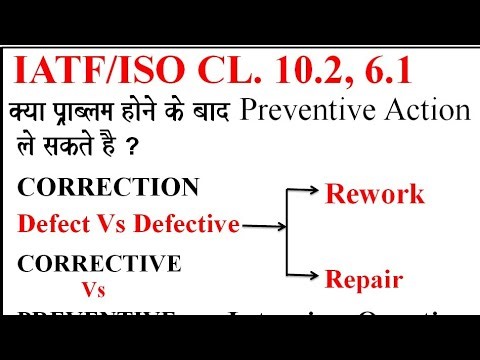 Correction , Corrective Vs Preventive action, Rework Vs Repair