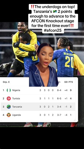 ‼️The underdogs on top! Tanzania’s 🇹🇿 2 points enough to advance to the AFCON Knockout stage for the first time ever!‼️#afcon25 #afcon2025