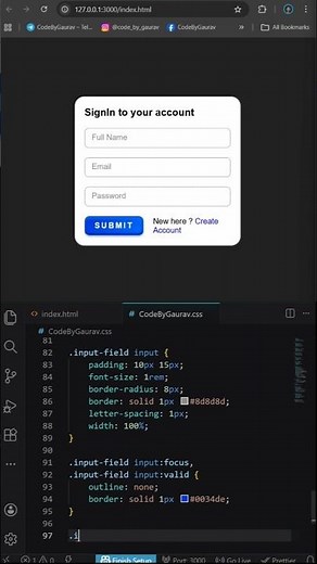 ⚡Sign In Form UI in 30 Seconds #webdevelopment #htmlcss #form