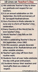10 Lines on Teacher’s Day for Children and Students of Class 1, 2, 3, 4, 5, 6