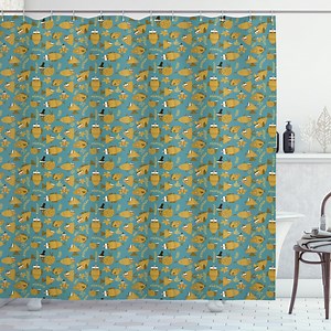 Ambesonne Under the Sea Shower Curtain, Snail Cartoon, 69"Wx70"L, Petrol Blue Pale Brown