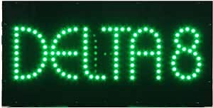 LED Delta 8 Sign for Business, Super Bright LED Open Sign for Cannabis Store Electric Advertising Display Sign for Vaporizer Store Storefront Window Home Decor. (24" x 12")