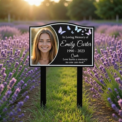 Personalized Memorial Garden Stake Sign, Custom Photo Grave Marker, Butterfly Sympathy Yard Sign - Etsy
