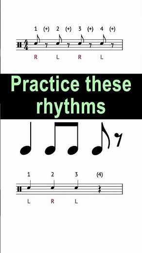 8th note, 8th rest rhythm exercise @ 90 bpm #rhythmpractice #drumlesson