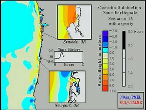 Tsunami animation, Oregon coast
