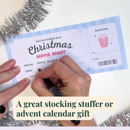 Christmas Movie Night Ticket Printable – Retro Blue Cinema Voucher, Stocking Filler, Last-minute Gift, Advent Calendar Gift - Etsy