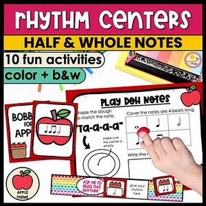 Fall Rhythm Music Centers - Half Note/Whole Note - Apple Themed Activities