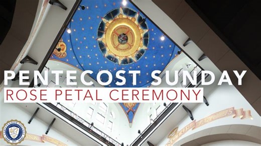 Every Pentecost, Rome’s Pantheon practices a beautiful and ancient custom of dropping rose petals through the circular oculus opening at the top of the dome. The petals fall on the people in the pews below, reminiscent of the descent of the Holy Spirit like tongues of flame. Christendom College brought that tradition to the Shenandoah Valley in 2024, with a rose petal ceremony following Mass in the college's Christ the King Chapel. 🌹 | Christendom College