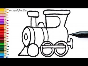 How to draw a train step by step