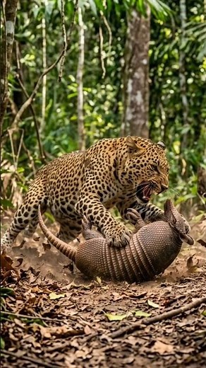 Claws vs. Armor! Fierce Leopard Attacks Armadillo 🐆🛡️ | #shorts #wildlife #animals