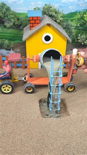 🔥😱 Real Working Mini Tractor Cement Pillar Making Machine | DIY Model #shorts #youtubeshorts