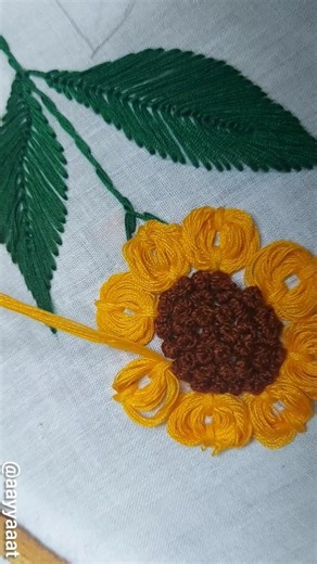 Simple Sunflower Flower Embroidery Design 🌻 Hand Stitch Tutorial #shorts #trending