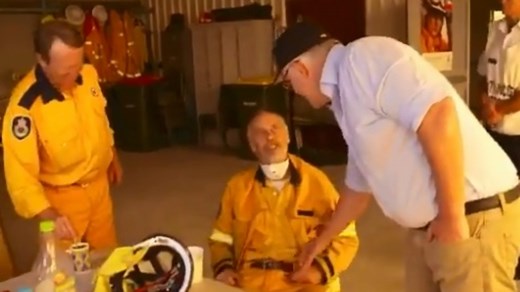 PM’s awkward handshake snub from firefighter