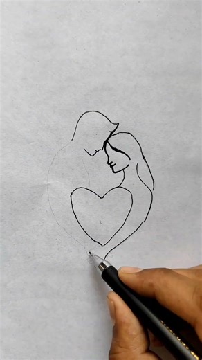 Beautiful Love Couple Drawing ❤️ | Easy Romantic Art Tutorial #easydrawing #love #drawing #couple