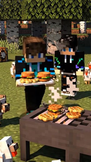 Minecraft BBQ Party 🍔🔥 | Fun Pixel Art Scene | Minecraft Cinematic
