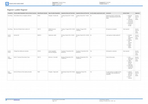 Free Ladder Register template: Better than excel and editable