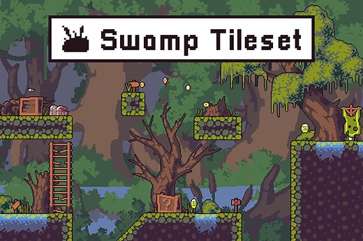 Free Swamp 2D Tileset Pixel Art by Free Game Assets (GUI, Sprite, Tilesets)