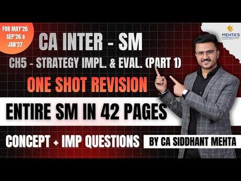 CA Inter SM CH 5 (Part 1) - One Shot Revision | Concepts + IMP Qs | For May26, Sep26 & Jan27