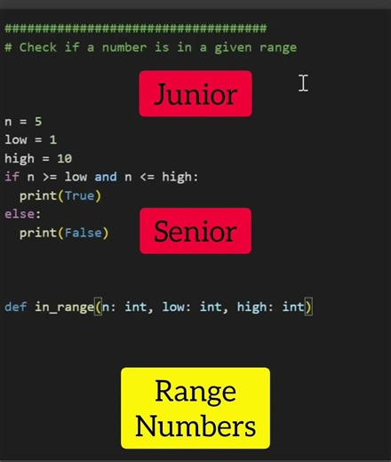 Range numbers in Python junior Vs. Senior programmer