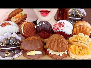 ASMR 크림가득 마들롱☁️ 조개롱 먹방 CREAM MADELEINE, MACARONS MUKBANG eating sounds