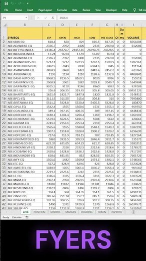 Algo trading in Fyers | Live tick data with Trading function in Excel #tradingbot #livetrading