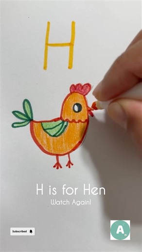 How to Draw a Hen 🐔 | H is for Hen | Easy Drawing for Kids #shorts #drawingforkids