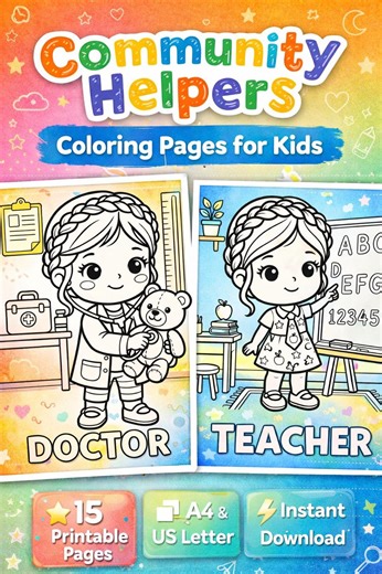 Community Helpers Coloring Pages for Kids, Career Printable Activity (instant Download) - Etsy