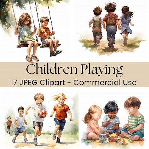 Children Playing Clipart, Watercolor Kids Clipart, Digital Download for Kids Activities, Playground Illustrations, Commercial Use, Scrapbook - Etsy Australia