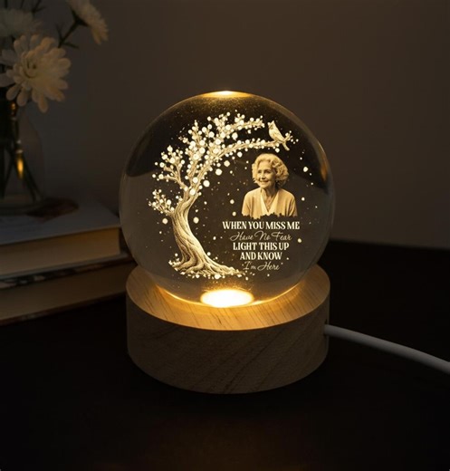 Personalized Memorial Crystal Ball Night Light, Custom Photo Remembrance Lamp, in Loving Memory Keepsake, Sympathy Gift, Remembrance - Etsy