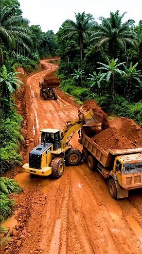 Jungle Road Construction: Heavy Machinery in Action! 🚧