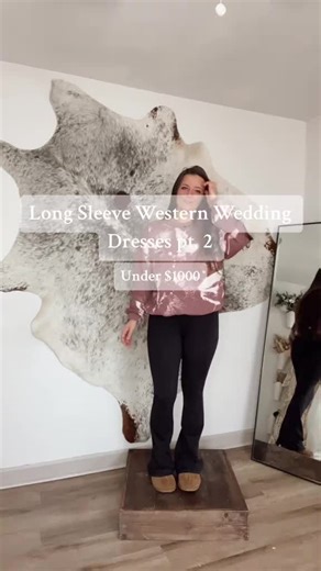 Long Sleeve Western Wedding Gowns, Under $1000, available on awesternwedding.com