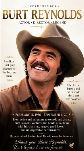 Remembering Burt Reynolds 1936–2018 🕊️ #BurtReynolds #EverRemember #HollywoodLegend