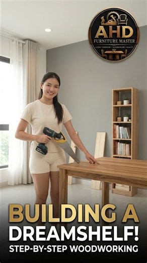 Easy DIY Wooden Desk & Bookshelf Build | Home Office Setup #ahdfurnituremaster #woodworking