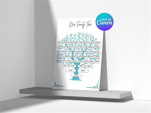 Editable Family Tree Template, Canva Genealogy Chart, Custom Ancestry Printable, Fillable Poster, Family History Gift, Reunion Decor - Etsy
