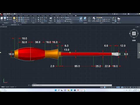 AutoCAD 3D, Screwdriver, how to drawing Screwdriver
