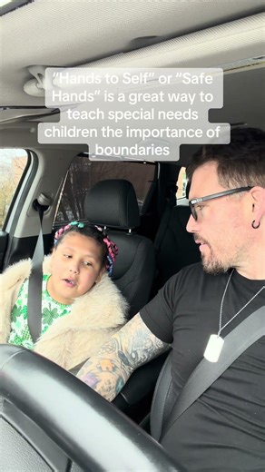 “Hands to Self” or “Safe Hands” is a great way to teach boundaries #girldad #specialneeds #autism