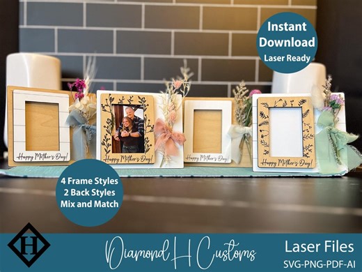 Mors dag fotoram laserskuren fil plånboksstorlek fotogåva för mamma ram SVG hyllsitter magnet SVG Mors dag present laserklar fil - Etsy Sverige