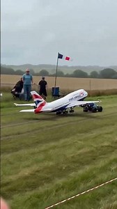 British Airways 747-400 RC Scale Model Towed Down a Bumpy Grass Strip! #RCPlane