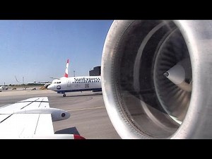 Full Engine View: Startup, Takeoff and Landing. Fokker 70. Wien to Minsk. Flight OS687