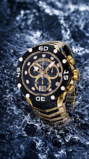 Invicta Subaqua Noma VIII 47292 brings full black-and-gold power, built like a dive-ready tank with luxury-level shine. 🛡️ 48.5mm black gold stainless-steel case with an 18.3mm profile ⚜️ Gold/black dial built from oyster mother-of-pearl metal for layered depth 🧭 Gold/Black stainless-steel bezel for bold contrast 🇨🇭 Swiss Ronda 8040.N quartz chronograph with 13 jewels ⏱️ 30-minute chronograph function for serious timing 🔥 Flame Fusion crystal for added durability 🔩 Screw-down crown for a t