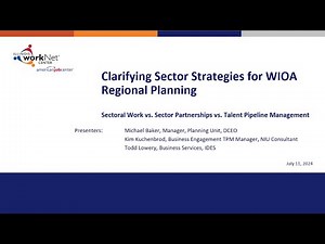 Clarifying Sector Strategies for WIOA Regional Planning - July 11, 2024
