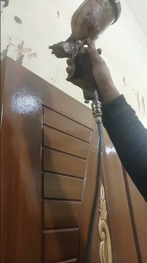 Applying Lacquer on a Wooden Door | Professional Polishing#wood#lifetime fibre door#short#🪵🪵🚪