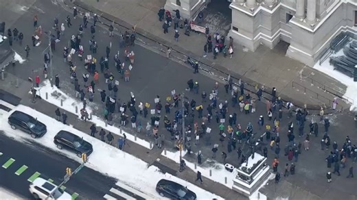 Anti-ICE protesters gather at Philly City Hall on Monday