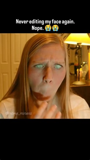 Movie Miners on Instagram: "😰 Never editing photos again after this... . . While tweaking her selfie on the laptop—smoothing skin, brightening eyes—suddenly her own eyes glaze over milky white and her mouth seals shut like it's been erased. Panic surges as she slams the laptop closed, gasping for air, and everything snaps back to normal. Thinking it's over, she grabs her bag and leaves the house… but behind her, the screen flickers on by itself. The editing tool auto-selects her head in the pho